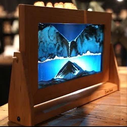 Moving Sand Art in Motion Md21 - Colored Sandscapes - Made in USA Quality - Medium Cherry Frame (Ocean Blue) - Unique Gift Market