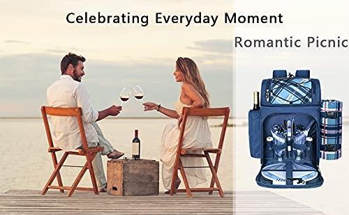 Hap Tim Picnic Basket Backpack for 2 Person with 2 Insulated Cooler Compartment, Wine Holder, Fleece Blanket, Cutlery Set, Wedding Gifts for Couples, Bridal Shower Gifts, Engagement Gifts - Unique Gift Market
