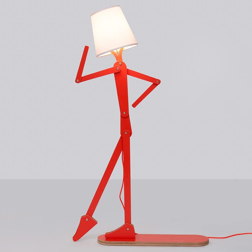 Cool Tall Floor Lamp for Bedroom & Living Room - Unique Corner Decorative Reading Wood Standing Light Creative Swing Arm Design for Farmhouse Dorn Gift Idea - Oran Orange Bulb Included
