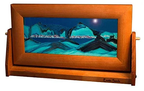 Moving Sand Art in Motion Md21 - Colored Sandscapes - Made in USA Quality - Medium Cherry Frame (Ocean Blue) - Unique Gift Market