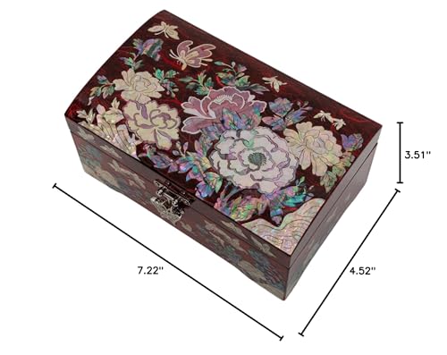 February Mountain Mother of Pearl Box Unique Gifts Red Jewelry Box Engagement Anniversary Christmas Birthday gifts for women who have everything Mom Wife Girlfriend Sister Grandmother Teacher