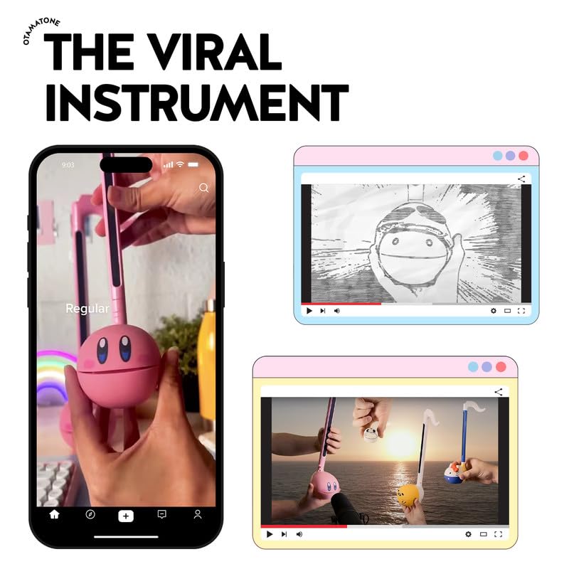 Otamatone Japanese Electronic Musical Instrument Portable Music Synthesizer from Japan by Maywa Denki Studio Award Winning, Educational Fun Gift for Children, Teens & Adults - Black