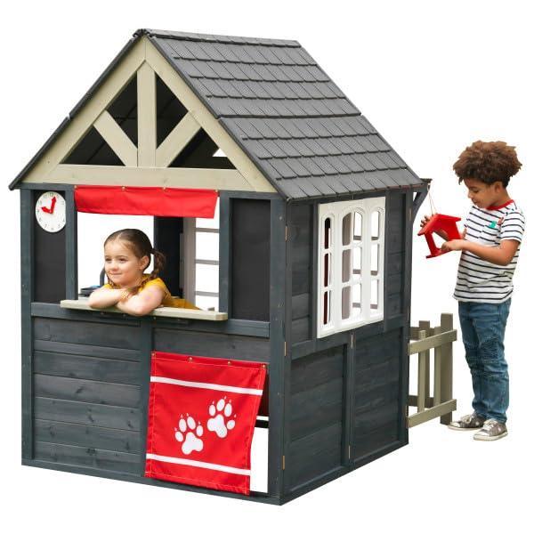 KidKraft Riverscape Wooden Playhouse with Working Doorbell, Fence, Kitchen and Pet Door - Unique Gift Market