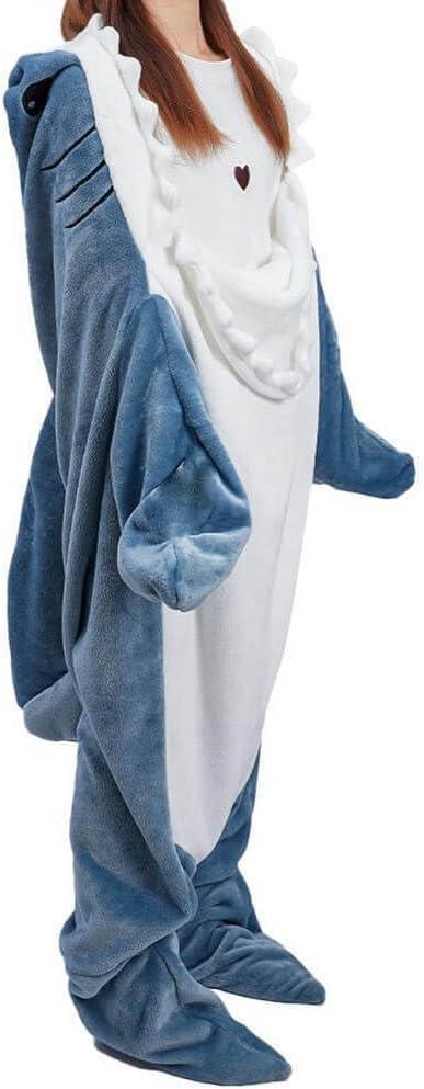 Shark Blanket Hoodie Onesie for Adult & Kid, Wearable Shark Sleeping Bag, Soft Cozy Onesie Costume - Unique Gift Market