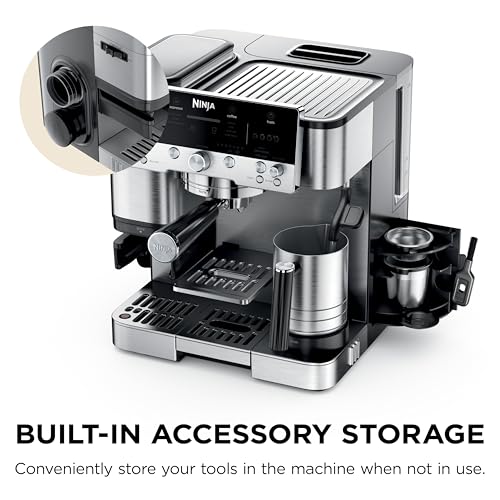 Ninja Luxe Café 3-in-1 Espresso, Drip Coffee and Cold Brew Machine | Integrated Coffee Grinder, Milk Frother, Assisted Tamper & Built-In Espresso Accessory Storage | Stainless Steel | ES601