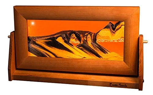 Moving Sand Art in Motion Md21 - Colored Sandscapes - Made in USA Quality - Medium Cherry Frame (Ocean Blue) - Unique Gift Market