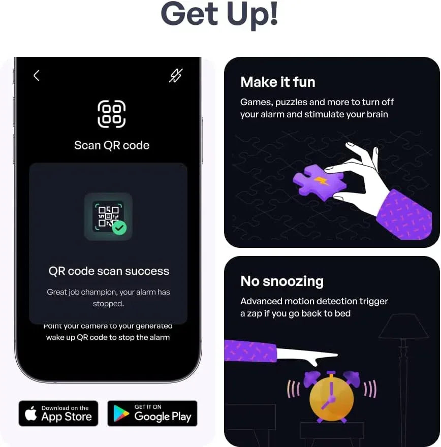 Pavlok Shock Clock 3 | Smart Alarm for Heavy Sleepers & Habit Breakers | Vibration, Beep & Safe Zap Wake Up | App-Controlled | Waterproof & Sweatproof | Silent Alarm for Couples | 1-Year Warranty - Unique Gift Market