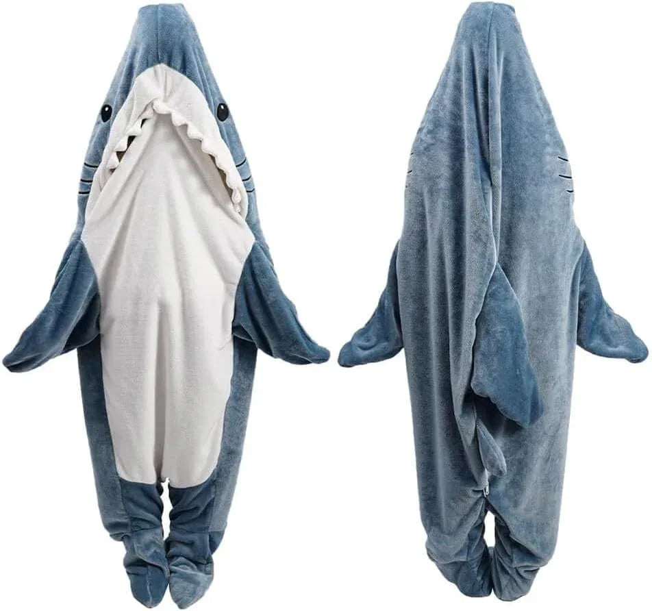 Shark Blanket Hoodie Onesie for Adult & Kid, Wearable Shark Sleeping Bag, Soft Cozy Onesie Costume - Unique Gift Market