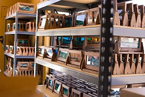 Moving Sand Art in Motion Md21 - Colored Sandscapes - Made in USA Quality - Medium Cherry Frame (Ocean Blue) - Unique Gift Market