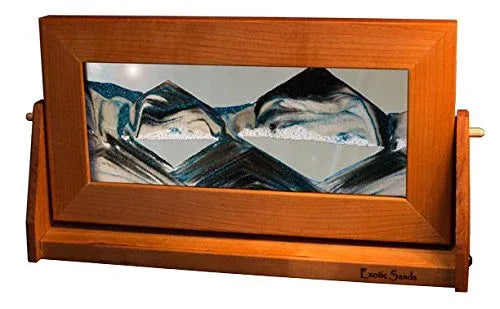 Moving Sand Art in Motion Md21 - Colored Sandscapes - Made in USA Quality - Medium Cherry Frame (Ocean Blue) - Unique Gift Market