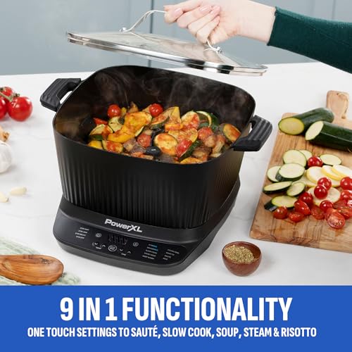 STIRMAX PLUS 7.5 Quart Digital Multi-Cooker with Automatic Paddle to Stir and Shred, 9 in 1 programmable presets to Sauté, Sear, and Brown Food Before Simmering – Accessories & Cookbook Included