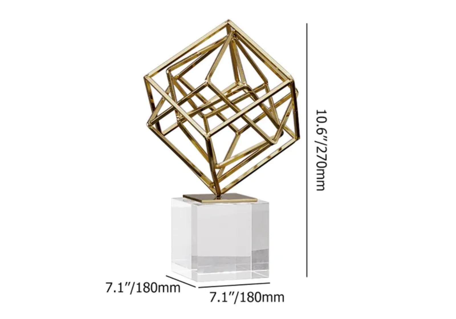 Homary Modern Abstract Art Decoration Metal Globe Ornament Sculpture Decor with Rectangle Stand Black & Gold