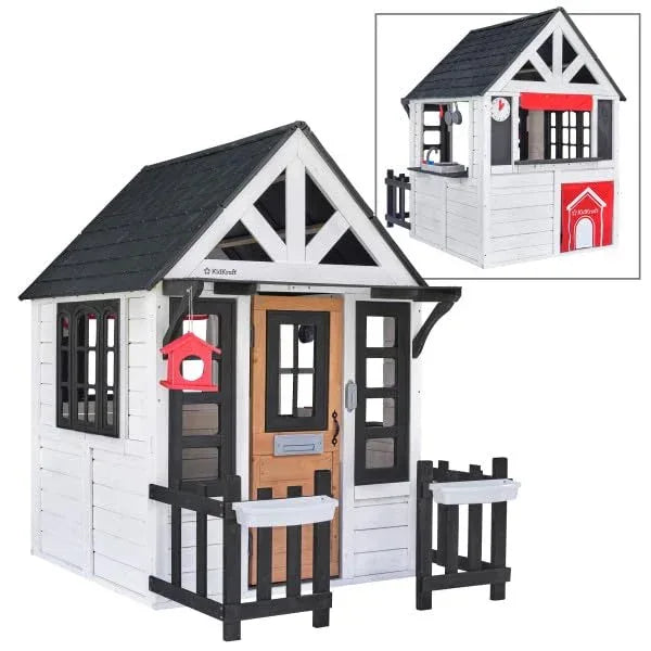KidKraft Riverscape Wooden Playhouse with Working Doorbell, Fence, Kitchen and Pet Door - Unique Gift Market