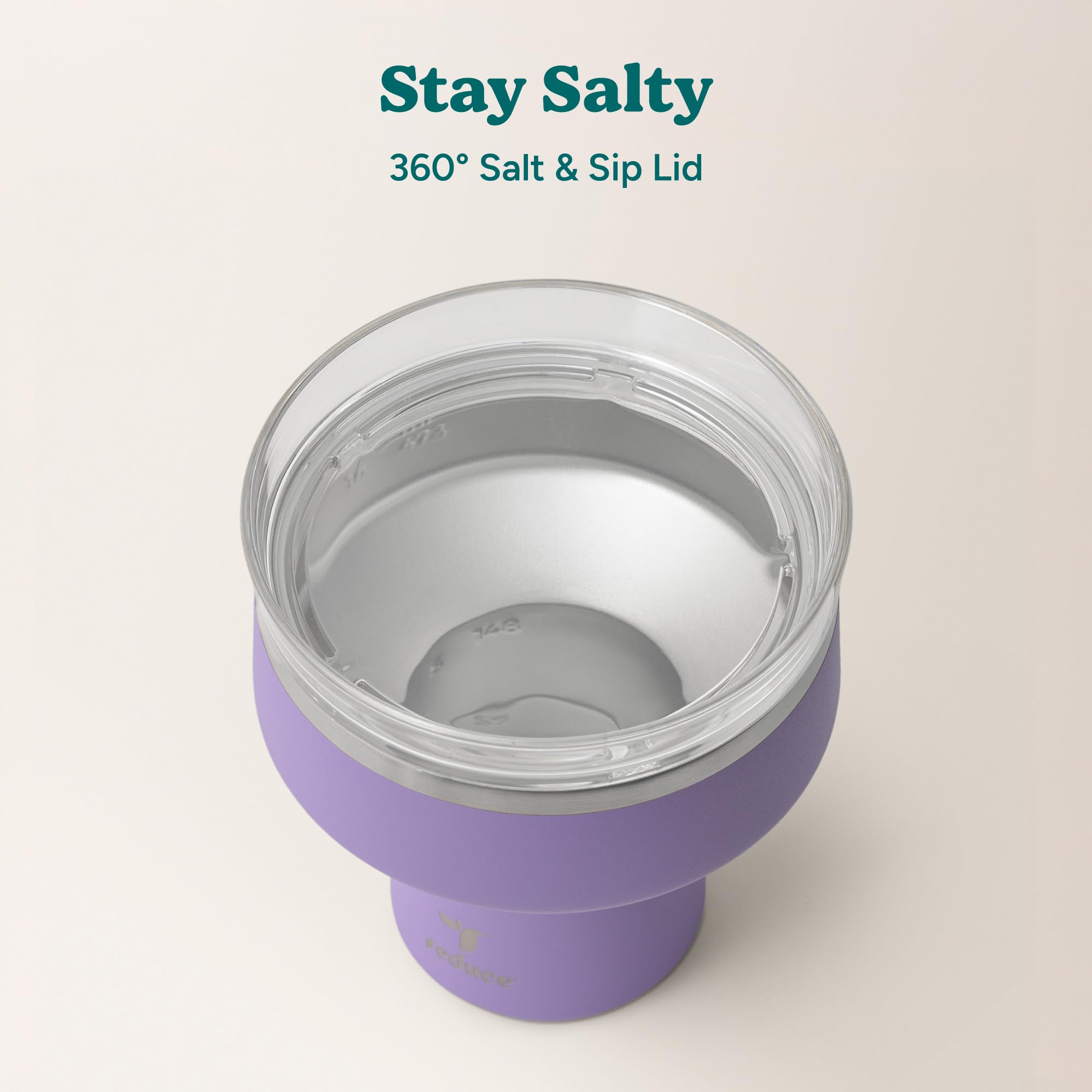 REDUCE Saltini 16 oz Cocktail Tumbler - Insulated Margarita Tumbler with Lid - Keeps Drinks Cold for 10 Hours - 360 Sippable Martini Glass Alternative - Shatterproof, Perfect for Parties - Sea Glass