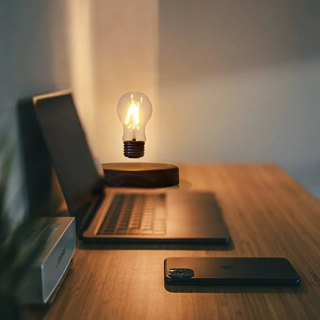 Levitating Bulb Lamp Magnetic Floating LED Light Desk Lamp Table lamp Night Light, 360 Degree Automatic Rotating Light for Unique Gifts Room Home Office Decor - Unique Gift Market