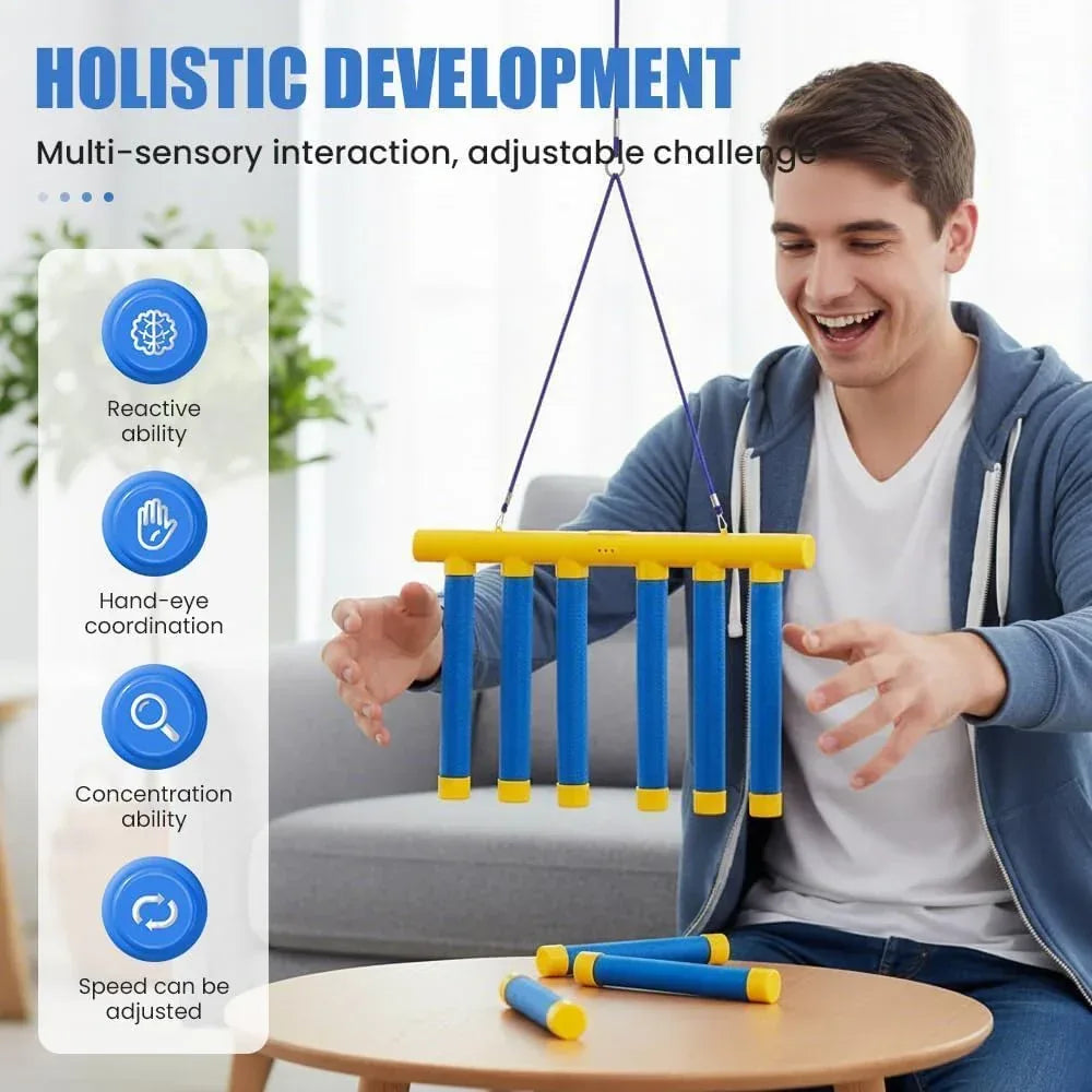 Reflex Drop Sticks Challenge Game, Reaction & Catching Sticks Game for Kids & Adults, 2026 New Hand-Eye Coordination Training Toy, 3 Adjustable Speeds, Family Party & Indoor Outdoor Fun (Yellow) - Unique Gift Market