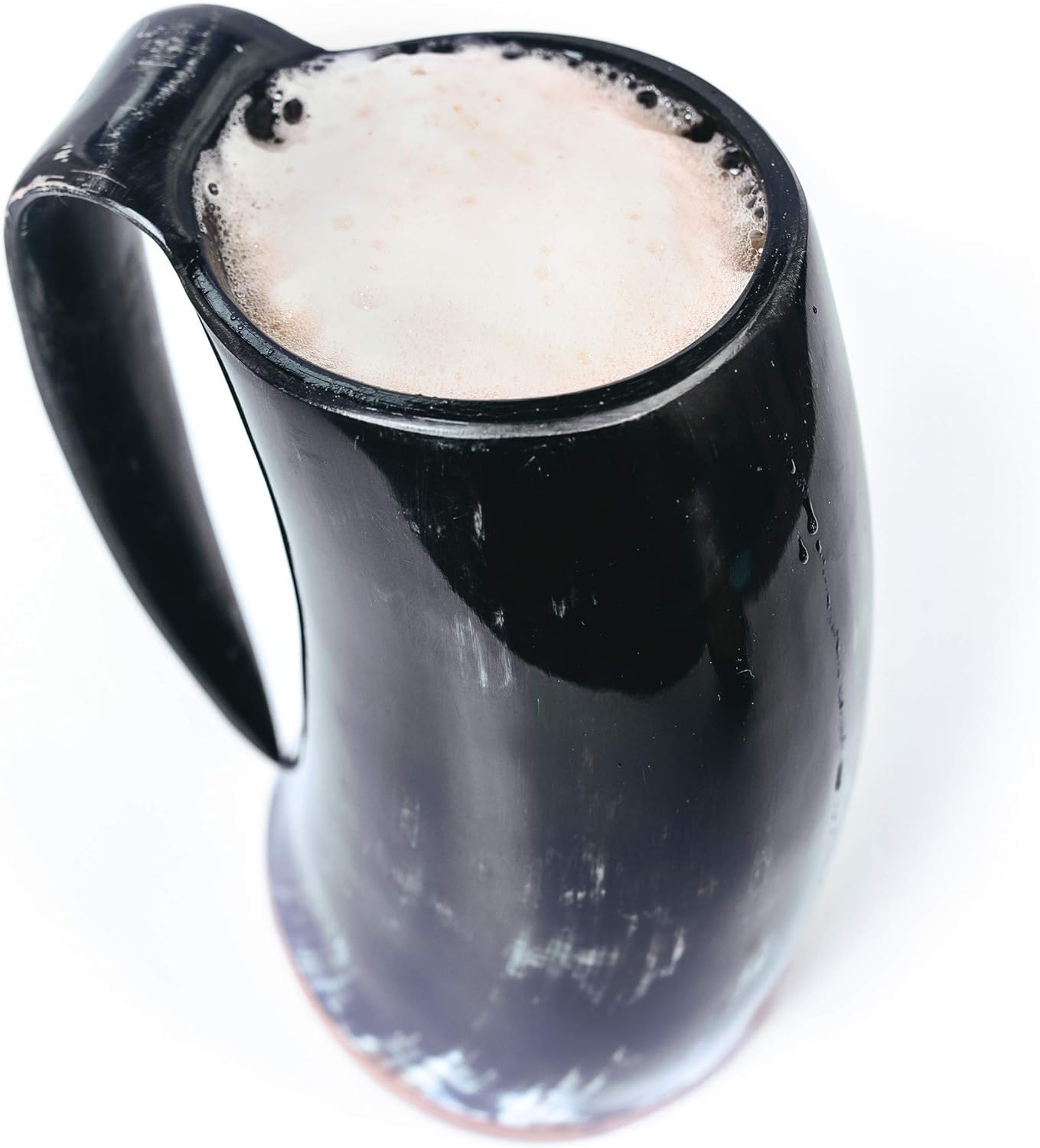 Norse Tradesman Original LG Viking Drinking Horn Mug - 100% Authentic Beer Horn Tankard With Natural Surface & Burlap Gift Sack | The Original, Low Polish, approx. 16 oz