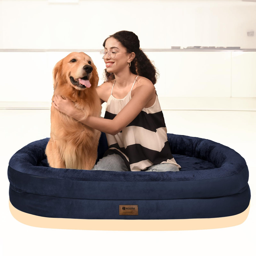 Giant Human Dog Bed for Adults and Pets, 74"x50"x12" Durable Memory Foam for Full-Body Comfort, Waterproof & Machine Washable Cover, Family Shared Lounger for Any Room, Grey