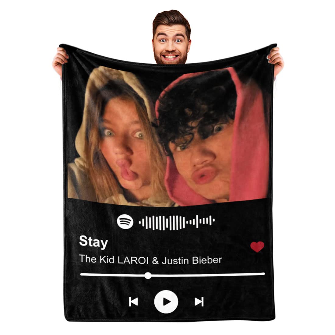 DayOfShe Ships Next Day, Personalized Photo Blankets for Girlfriend Gifts Mom Gifts, Custom Wife Blankets with Picture Flannel Throw Blanket for Boyfriend Couples Gifts