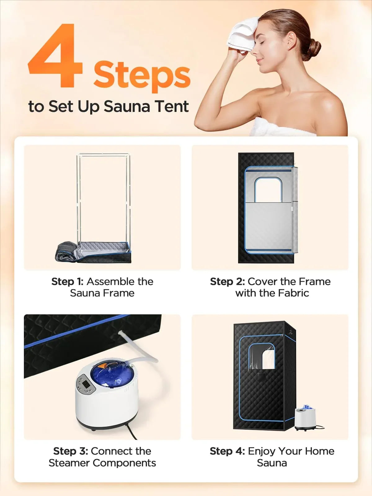 Portable Sauna for Home, Personal Portable Steam Sauna Tent with 1200W 3L Steamer Heater, 15 Levels, Remote Control, Foldable Chair, Cozy Big Size 36 * 36 * 71 inches - Unique Gift Market