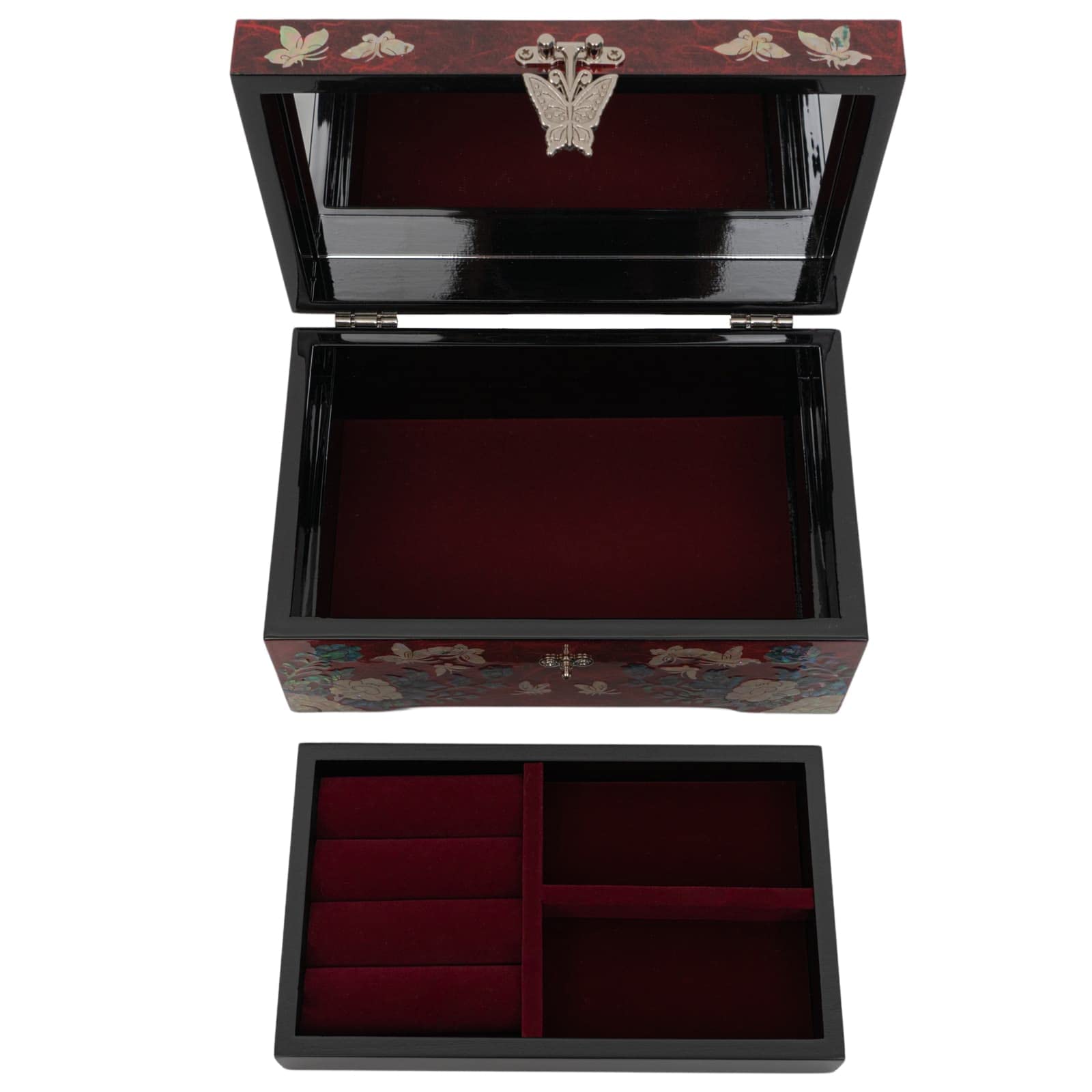 February Mountain Mother of Pearl Box Unique Gifts Red Jewelry Box Engagement Anniversary Christmas Birthday gifts for women who have everything Mom Wife Girlfriend Sister Grandmother Teacher