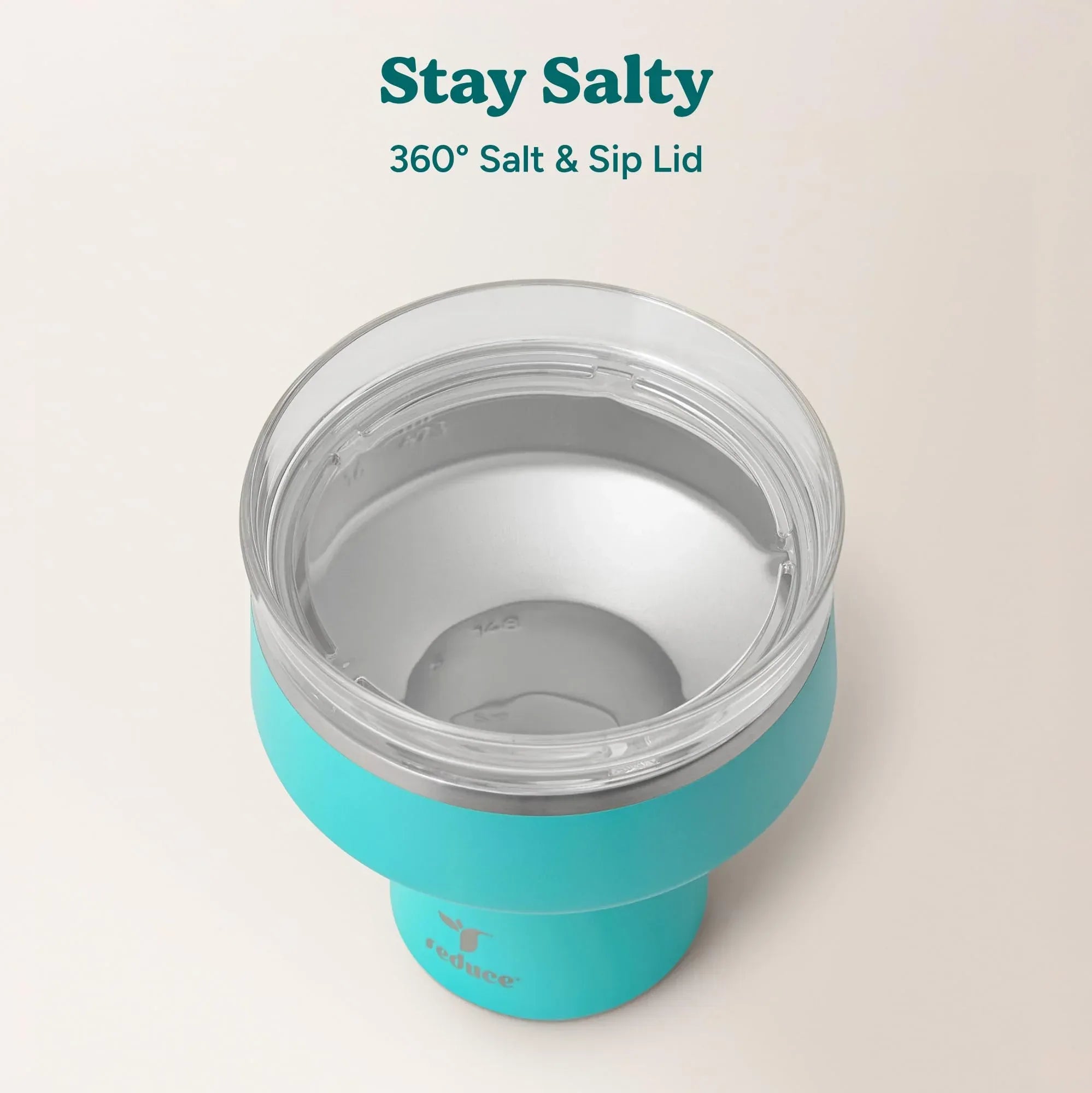 REDUCE Saltini 16 oz Cocktail Tumbler - Insulated Margarita Tumbler with Lid - Keeps Drinks Cold for 10 Hours - 360 Sippable Martini Glass Alternative - Shatterproof, Perfect for Parties - Sea Glass - Unique Gift Market