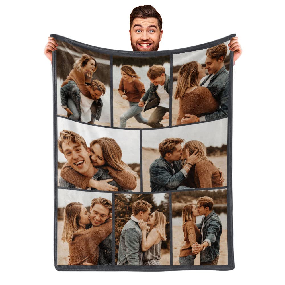 DayOfShe Ships Next Day, Personalized Photo Blankets for Girlfriend Gifts Mom Gifts, Custom Wife Blankets with Picture Flannel Throw Blanket for Boyfriend Couples Gifts