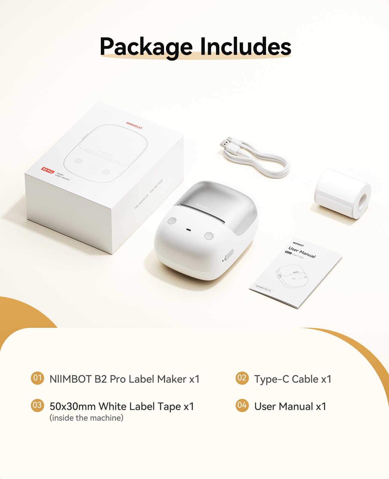 NIIMBOT B2 Pro Label Maker Machine with Tape, 300DPI Sticker Printer Portable Bluetooth Label Printer, for Photo Sticker, DIY Crafts, Study Notes, Gift, Journal Labeling Organization, Gold