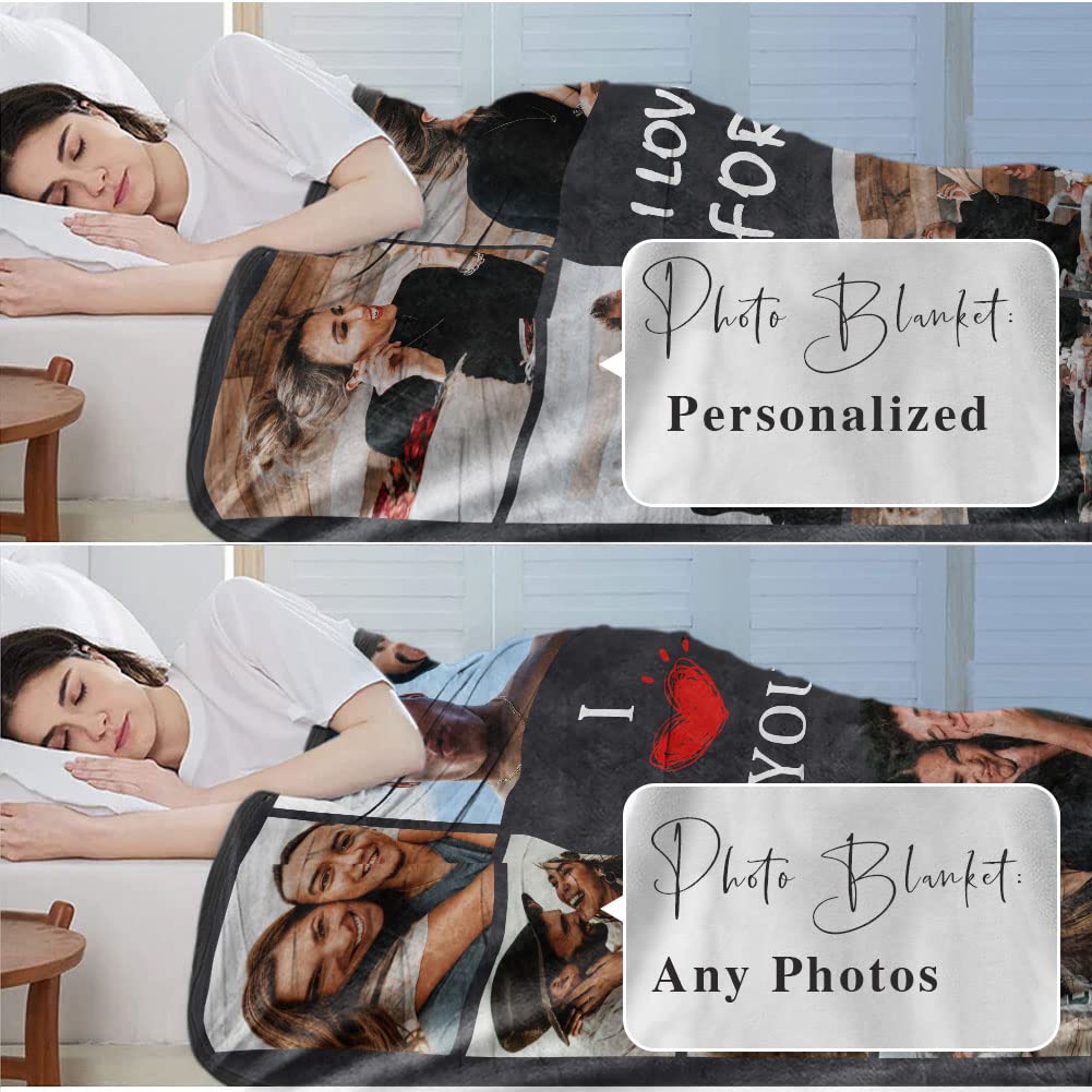 DayOfShe Ships Next Day, Personalized Photo Blankets for Girlfriend Gifts Mom Gifts, Custom Wife Blankets with Picture Flannel Throw Blanket for Boyfriend Couples Gifts