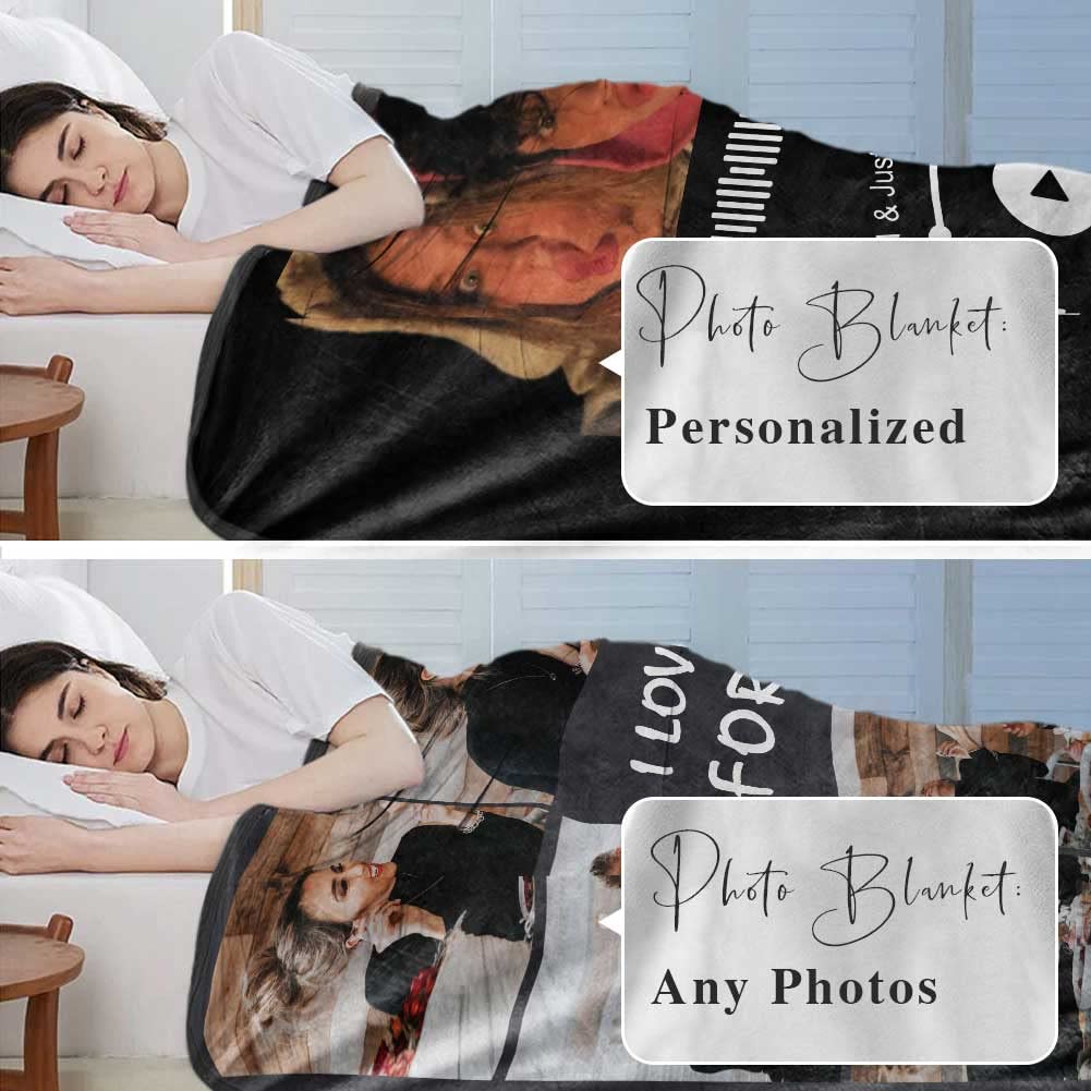 DayOfShe Ships Next Day, Personalized Photo Blankets for Girlfriend Gifts Mom Gifts, Custom Wife Blankets with Picture Flannel Throw Blanket for Boyfriend Couples Gifts