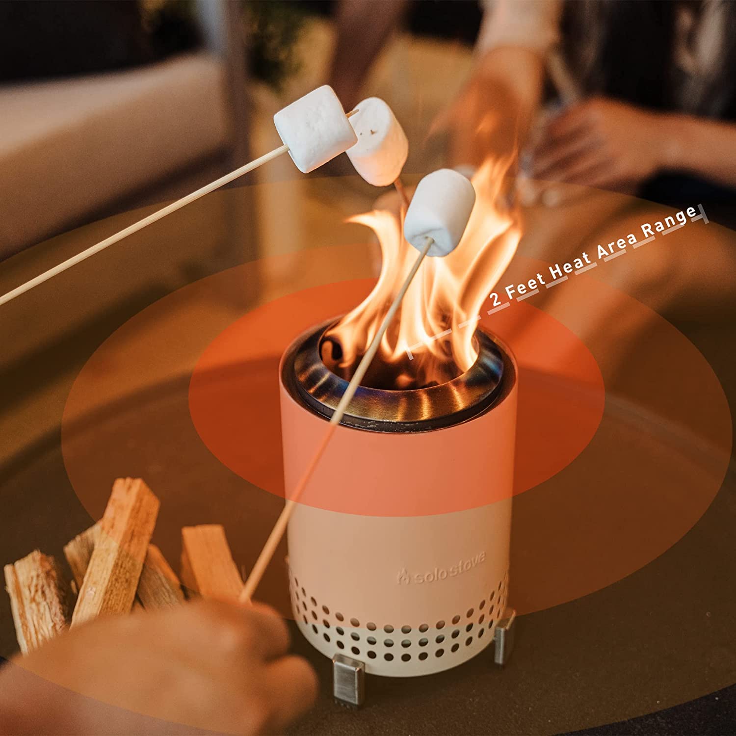 Solo Stove Mesa XL, 7 Inch Tabletop Fire Pit with Stand - Smokeless, Stainless Steel Fire Pit for Camping, Outdoor & Patio- Wood Burning or Pellet Fueled Portable Bonfire, 2.3lbs, Ash