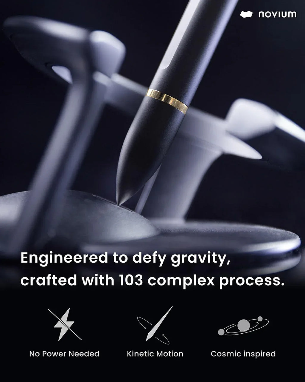 novium Hoverpen Interstellar, Mars Magma, Ballpoint Pen, Unisex, 23.5 Degree Angle, Schmidt Ballpoint Cartridges, Smooth Writing, No Spills, No Spotting, No Explosions - Unique Gift Market