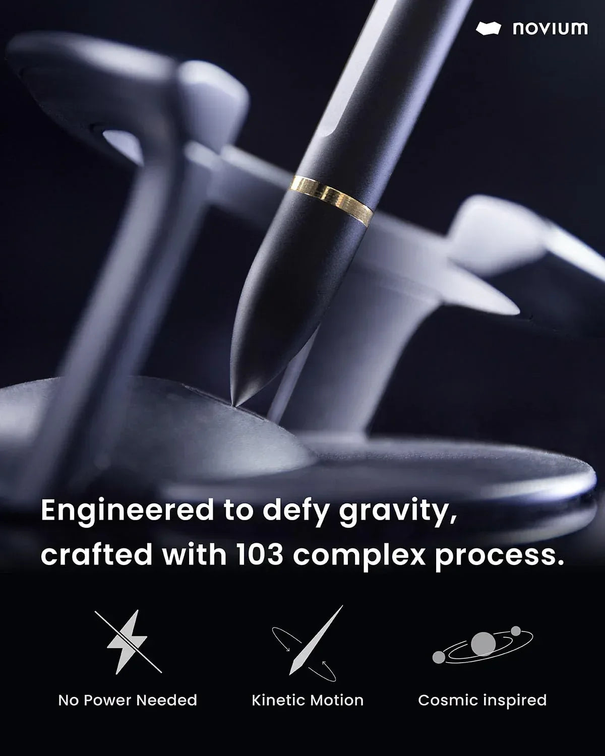 novium Hoverpen Interstellar, Mars Magma, Ballpoint Pen, Unisex, 23.5 Degree Angle, Schmidt Ballpoint Cartridges, Smooth Writing, No Spills, No Spotting, No Explosions - Unique Gift Market