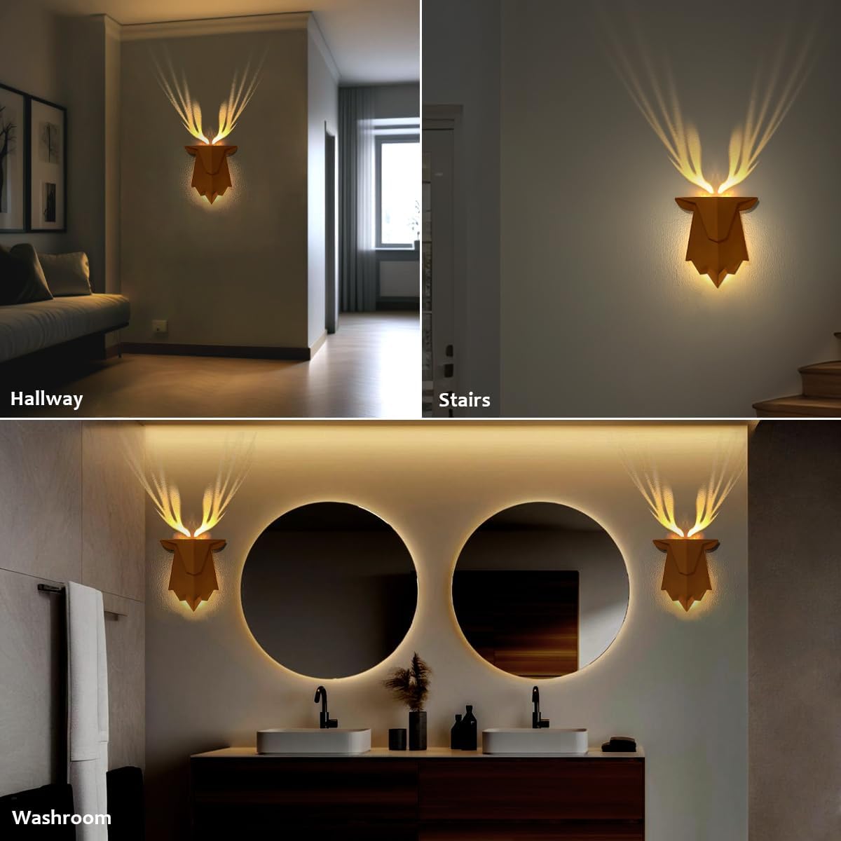Antler Lamp with Remote Control, Adjustable and Timed Deer Night Light, Suitable for Living Room, Bedroom, Corridor Antler Wall Lamp Decor