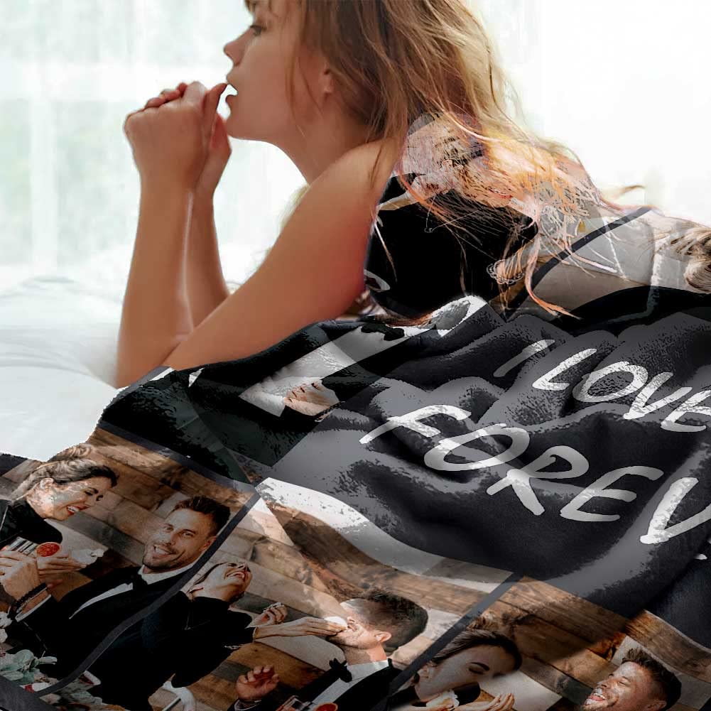 DayOfShe Ships Next Day, Personalized Photo Blankets for Girlfriend Gifts Mom Gifts, Custom Wife Blankets with Picture Flannel Throw Blanket for Boyfriend Couples Gifts