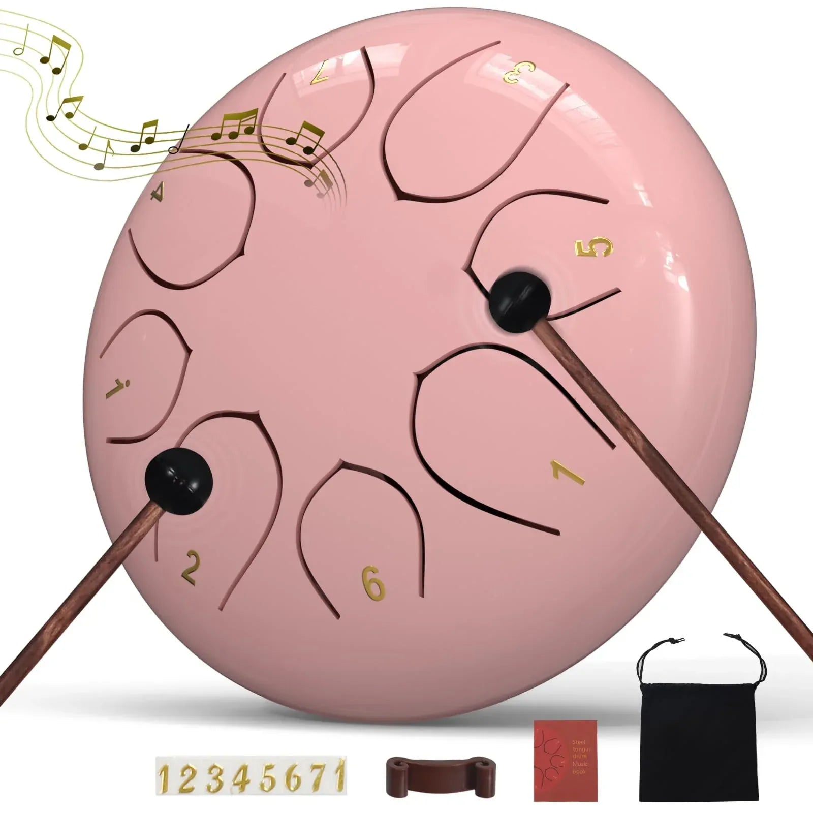 Rain Drum for Outside Garden, 6 Inches 8 Notes Steel Tongue Chakra Drums, Waterproof Meditation Rain Chime, Musical Instruments for Adult Gift with Bag, Music Book, Drum Mallets (Green) - Unique Gift Market