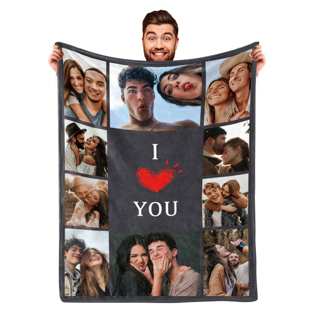 DayOfShe Ships Next Day, Personalized Photo Blankets for Girlfriend Gifts Mom Gifts, Custom Wife Blankets with Picture Flannel Throw Blanket for Boyfriend Couples Gifts