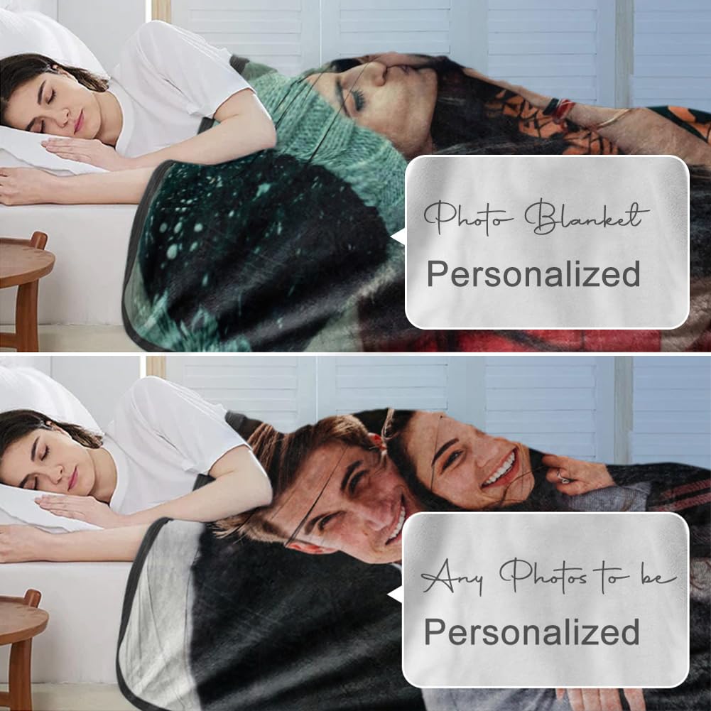 DayOfShe Ships Next Day, Personalized Photo Blankets for Girlfriend Gifts Mom Gifts, Custom Wife Blankets with Picture Flannel Throw Blanket for Boyfriend Couples Gifts