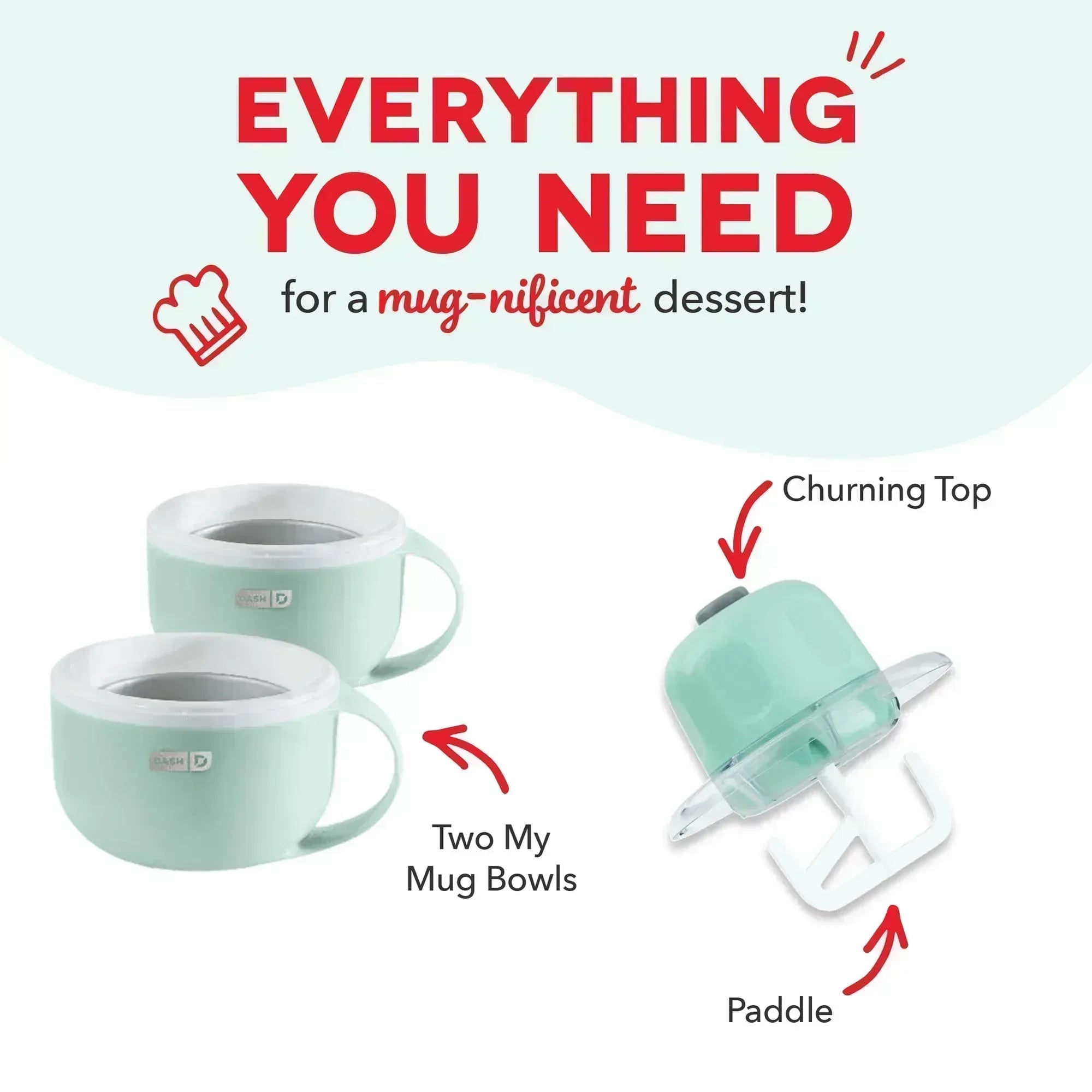 Dash My Mug Ice Cream Maker - Makes Single Serving of Gelato, Frozen Yogurt, Sorbet & More - Easy to Clean & Use - Aqua, 2 Bowls - Unique Gift Market