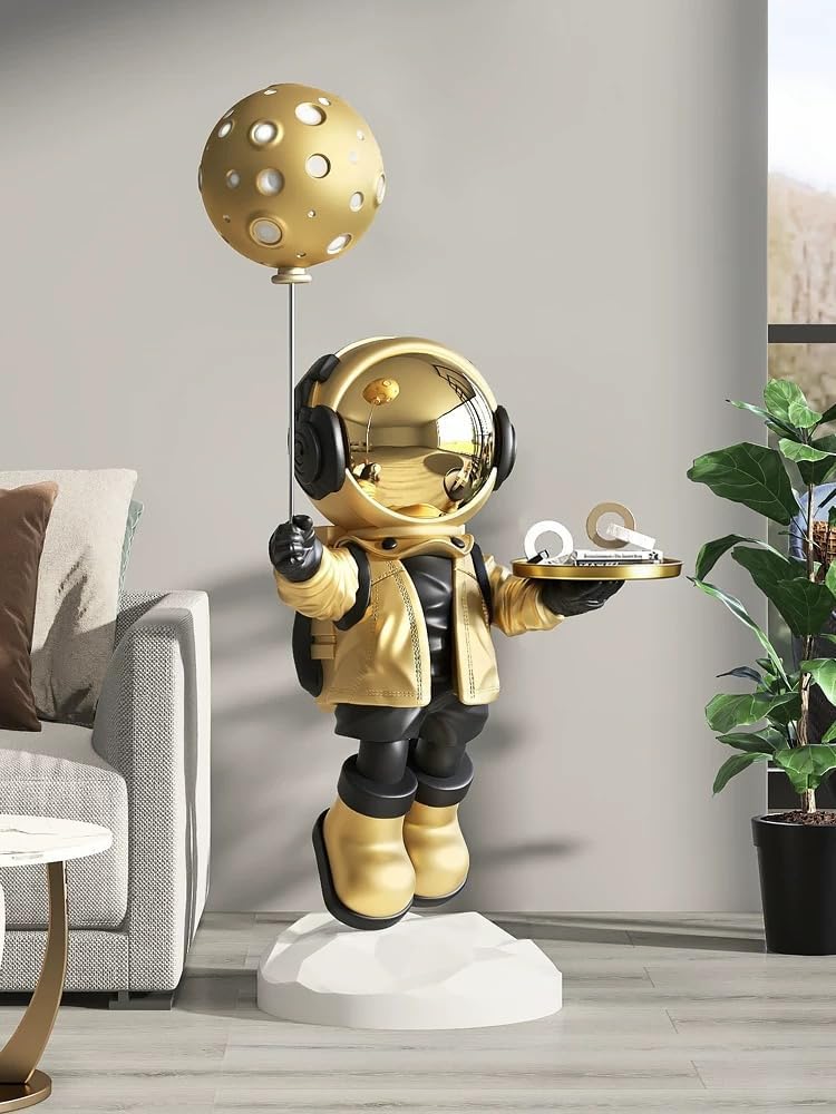 Astronaut Statue, Spaceman Sculpture, Home Decor Sculpture, Cool Metal mask Decoration, Large Spaceman Figurine Decoration