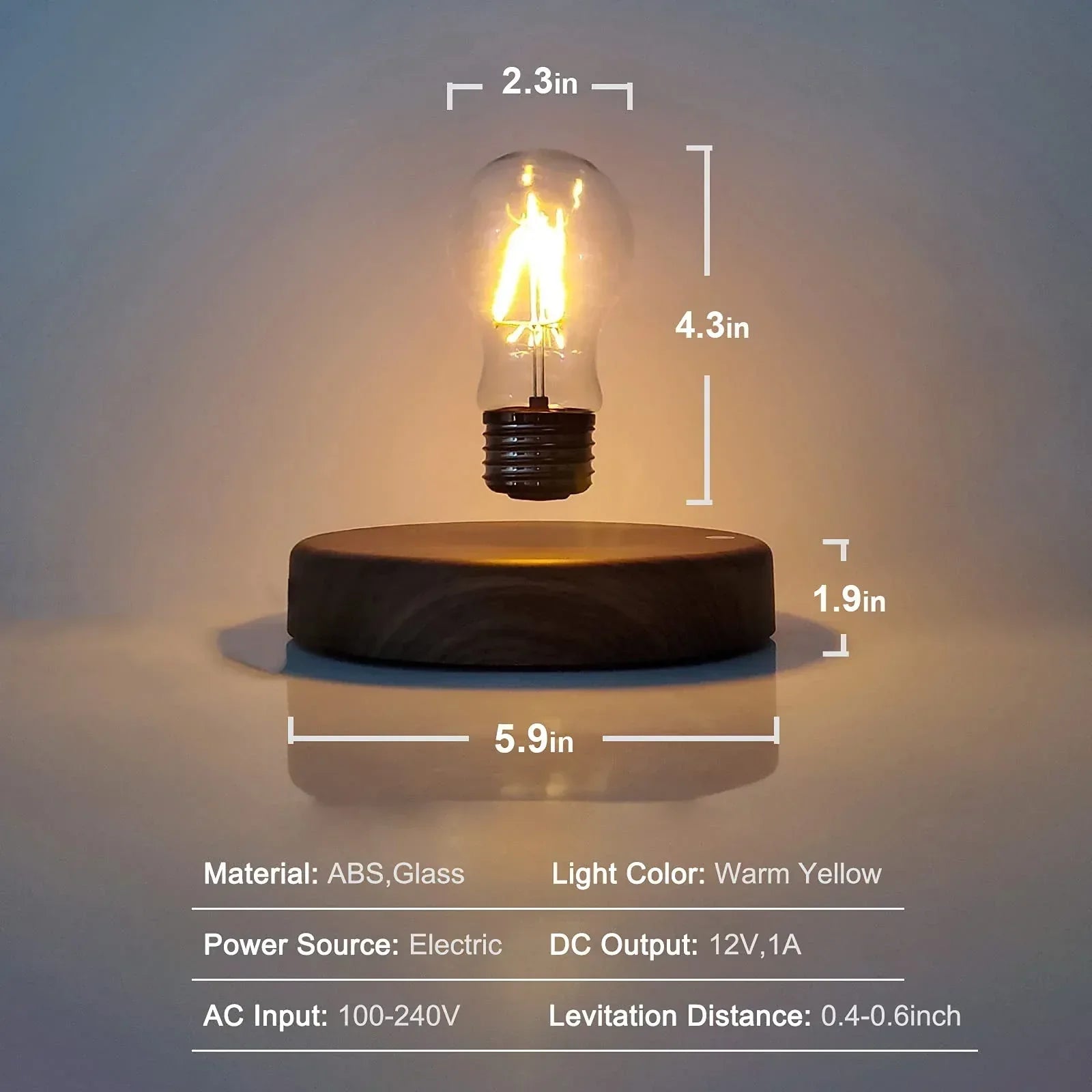Levitating Bulb Lamp Magnetic Floating LED Light Desk Lamp Table lamp Night Light, 360 Degree Automatic Rotating Light for Unique Gifts Room Home Office Decor - Unique Gift Market