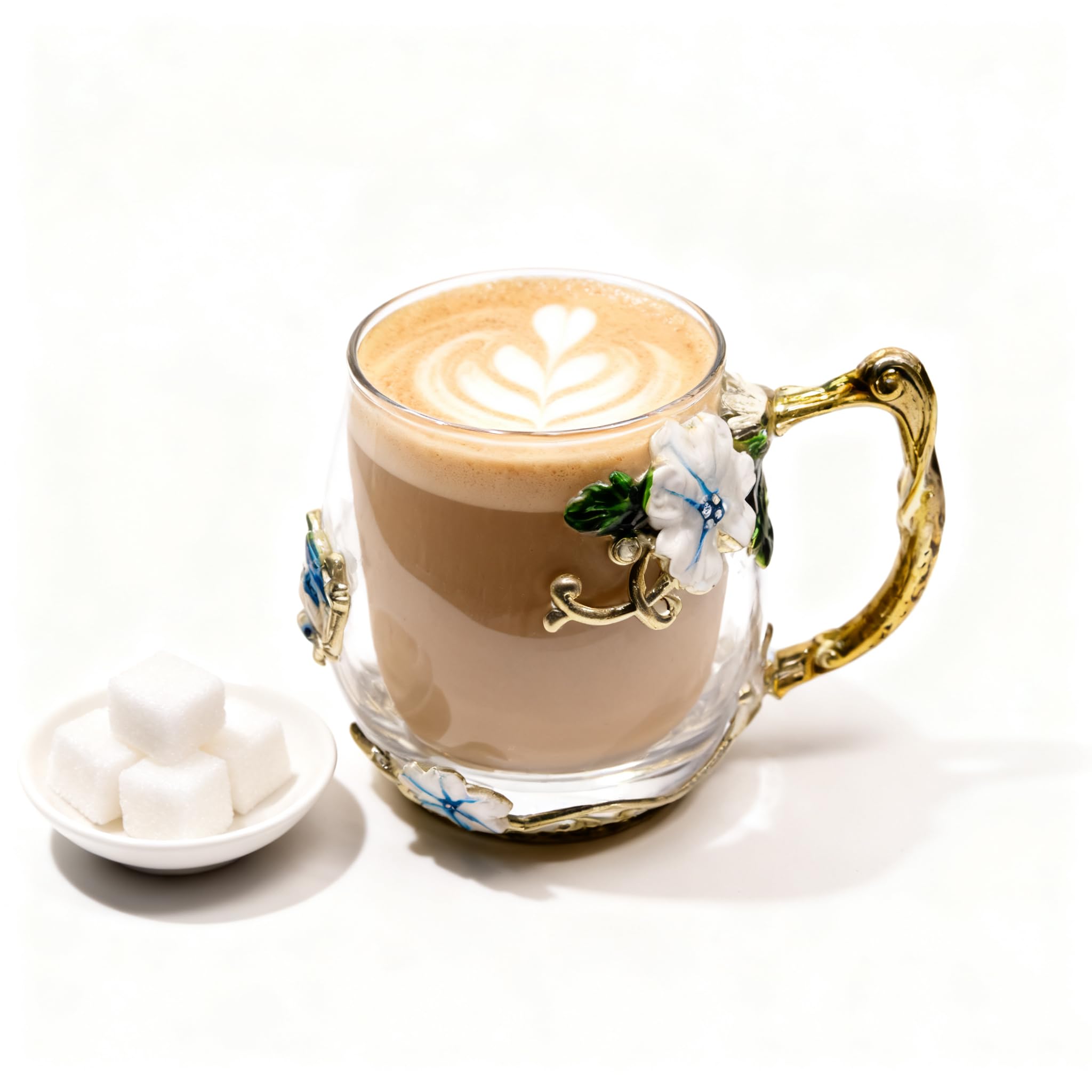 Best Gifts For Women Mom Blue Glass Coffee Tea Mug Unique Birthday Christmas Gift For Women Who Have Everything, Gift For Her Tea Cup with Spoon Sets (Blue-Tal)
