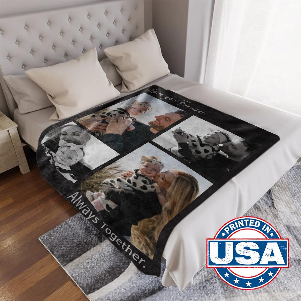 DayOfShe Ships Next Day, Personalized Photo Blankets for Girlfriend Gifts Mom Gifts, Custom Wife Blankets with Picture Flannel Throw Blanket for Boyfriend Couples Gifts