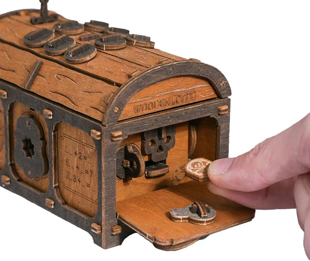 WOODEN.CITY Treasure Chest Puzzle Box for Adults – 3D Wooden Puzzles Mystery Box Brain Teaser & Escape Room Game with Secret Opening (165 Pieces, Gift Idea) - Unique Gift Market
