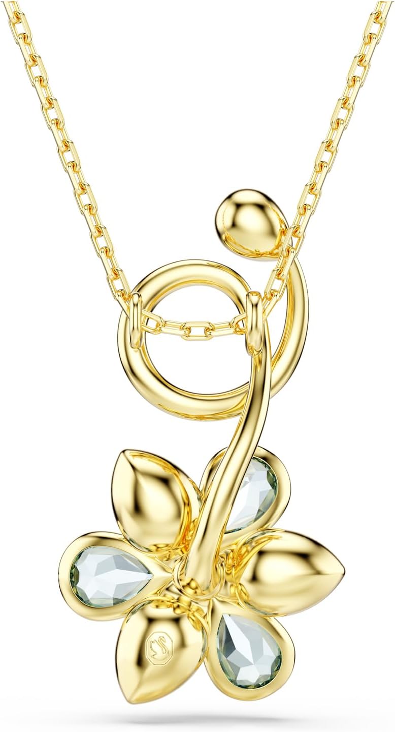 Swarovski Idyllia Pendant, Mixed cuts, Flower, Blue, Gold-Tone Finish