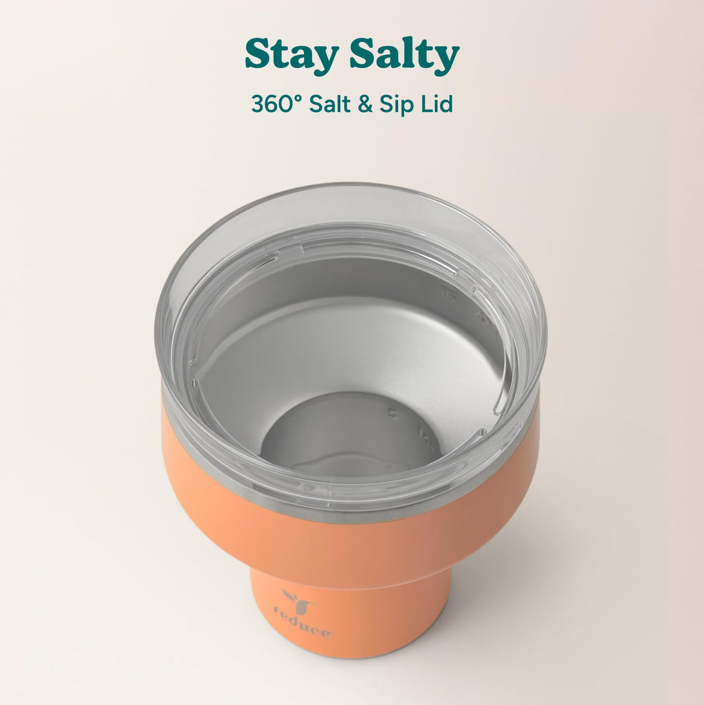 REDUCE Saltini 16 oz Cocktail Tumbler - Insulated Margarita Tumbler with Lid - Keeps Drinks Cold for 10 Hours - 360 Sippable Martini Glass Alternative - Shatterproof, Perfect for Parties - Sea Glass