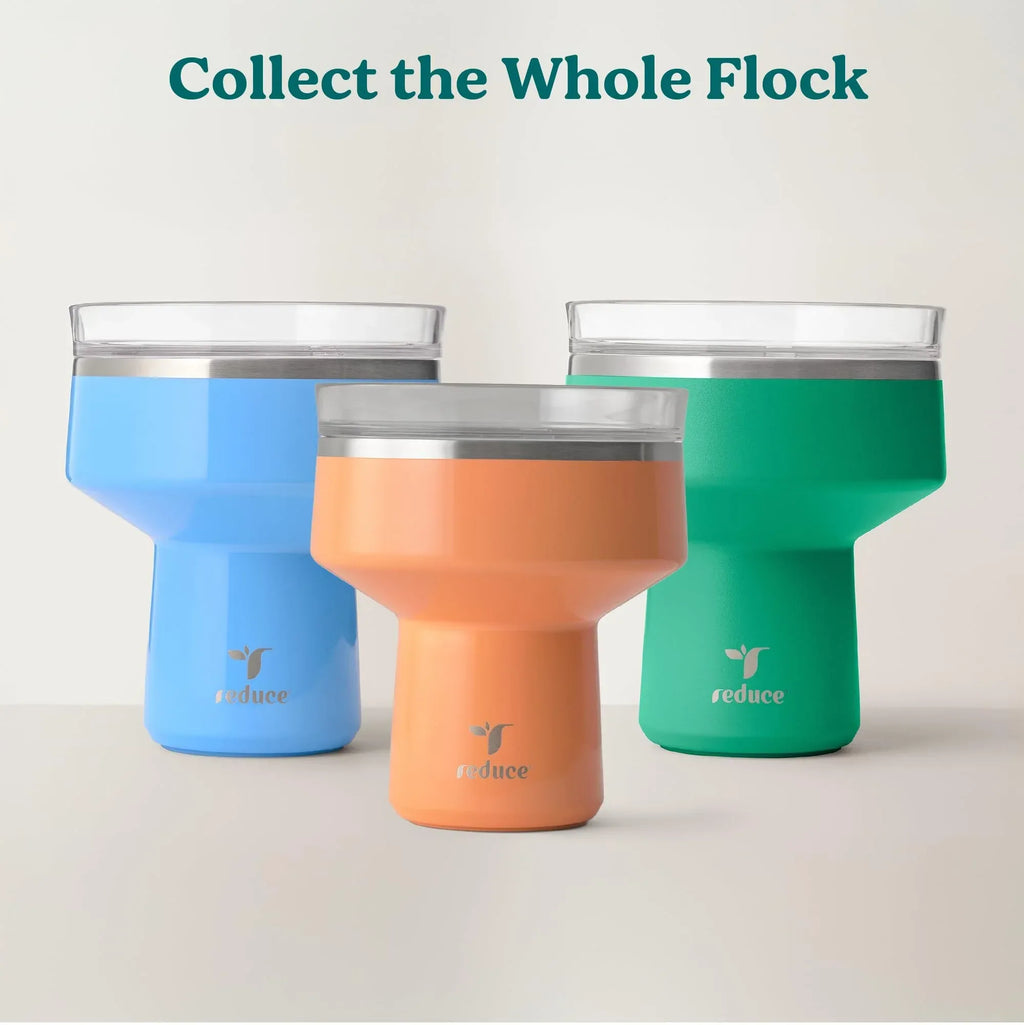 REDUCE Saltini 16 oz Cocktail Tumbler - Insulated Margarita Tumbler with Lid - Keeps Drinks Cold for 10 Hours - 360 Sippable Martini Glass Alternative - Shatterproof, Perfect for Parties - Sea Glass - Unique Gift Market