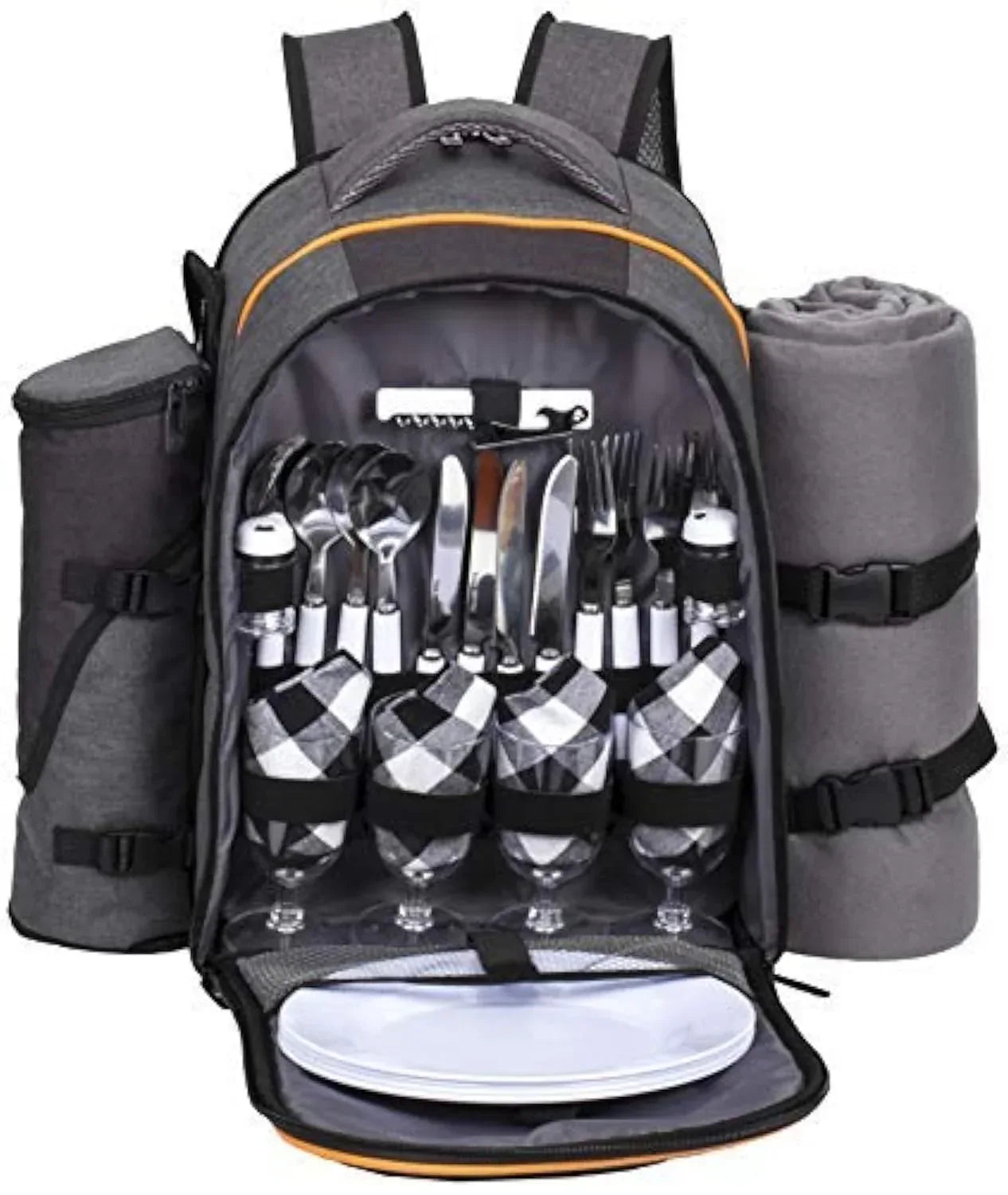 Hap Tim Picnic Basket Backpack for 2 Person with 2 Insulated Cooler Compartment, Wine Holder, Fleece Blanket, Cutlery Set, Wedding Gifts for Couples, Bridal Shower Gifts, Engagement Gifts - Unique Gift Market