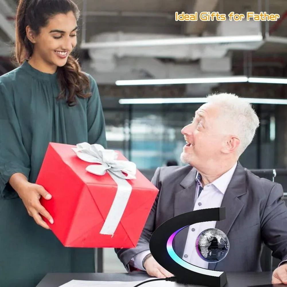 Magnetic Levitating Globe with LED Light, Cool Tech Gift for Men Father Boys and Girls , Birthday Gifts for Kids, Floating Globes World Desk Gadget Decor in Office Home/Display Frame Stand - Unique Gift Market