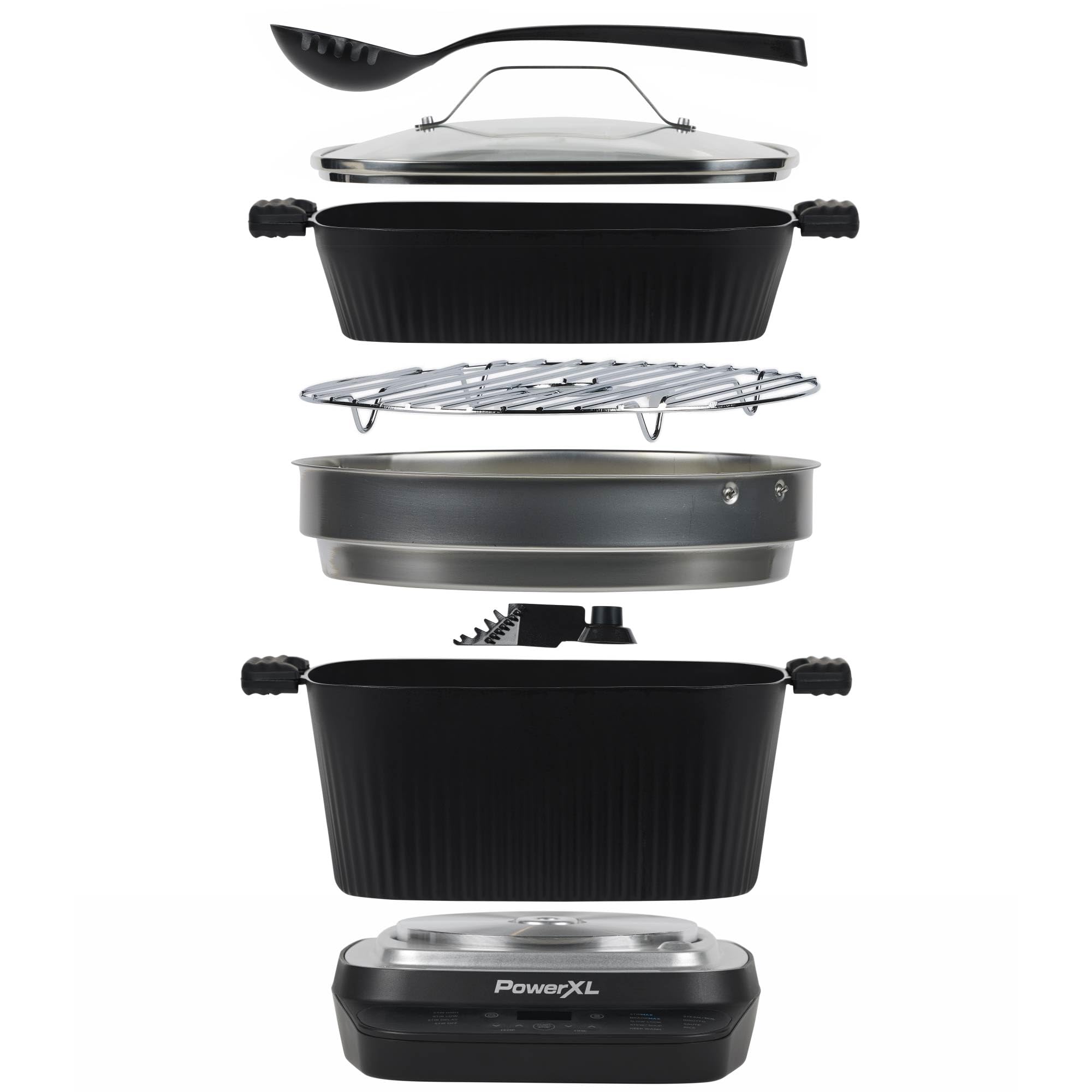 STIRMAX PLUS 7.5 Quart Digital Multi-Cooker with Automatic Paddle to Stir and Shred, 9 in 1 programmable presets to Sauté, Sear, and Brown Food Before Simmering – Accessories & Cookbook Included